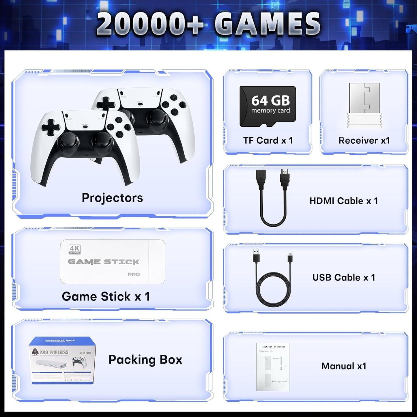 Consola Retro M15 4K +20 000 Juegos | 2 Mandos Inalámbricos