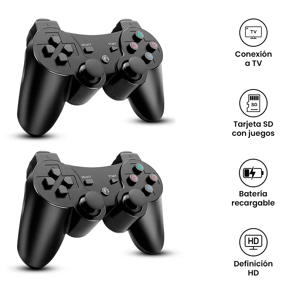 CONSOLA VIDEOJUEGOS GAMESTICK K8 - +35.000 juegos - 2 controles inalámbricos.